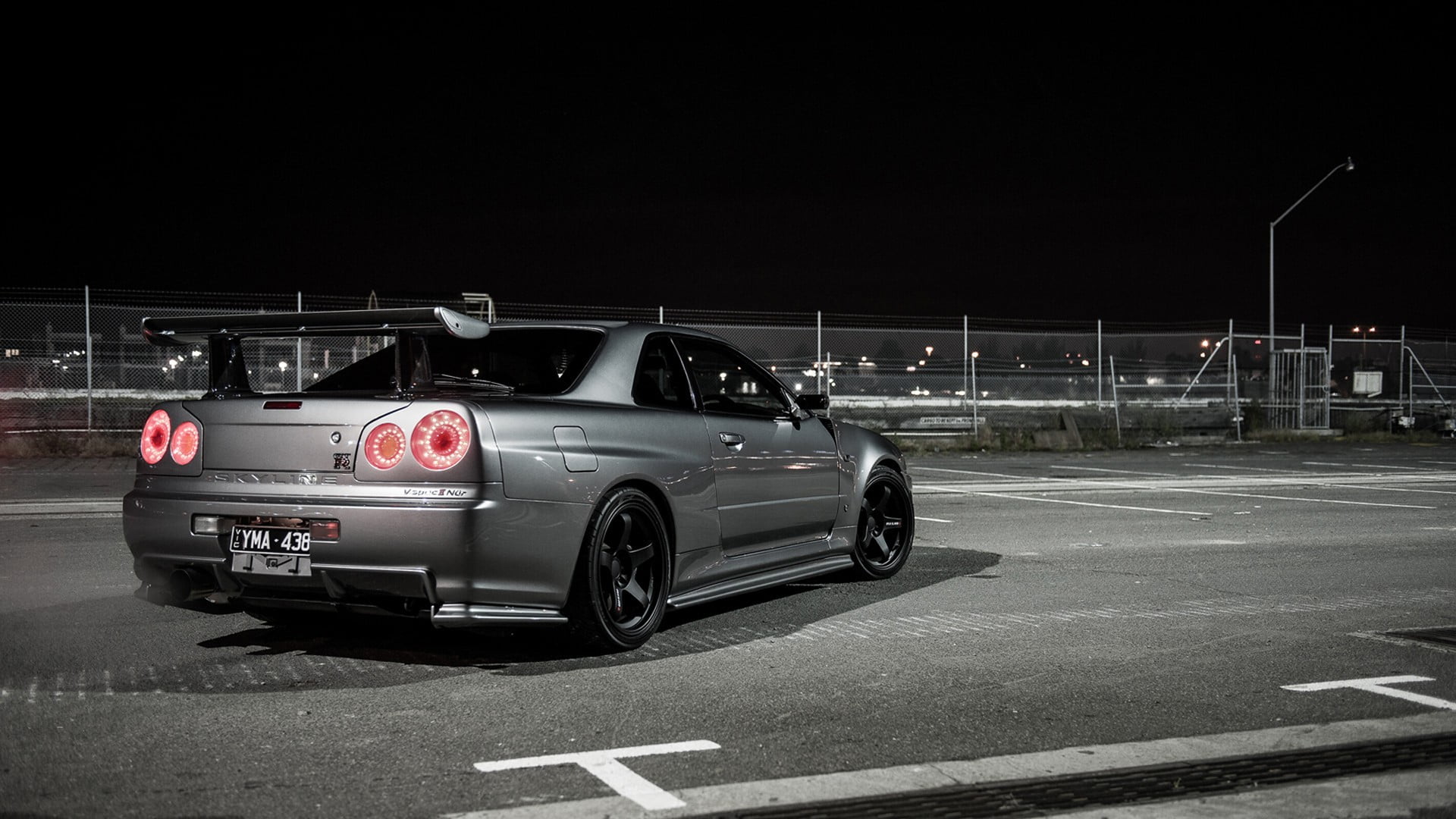 99 Nissan Skyline GTR, night, land vehicle, sport, outdoors
