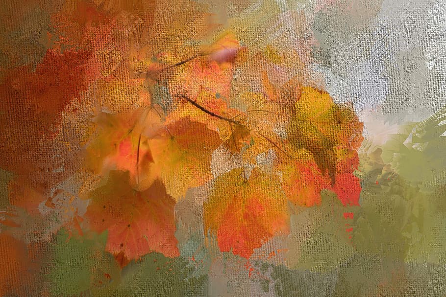 Acrylic Painting Fall Leaves, multi colored, creativity, thanksgiving, splattered Free HD Wallpaper