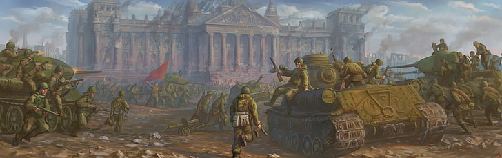 Anime War Art, 1945, soldiers, the reichstag, spirituality