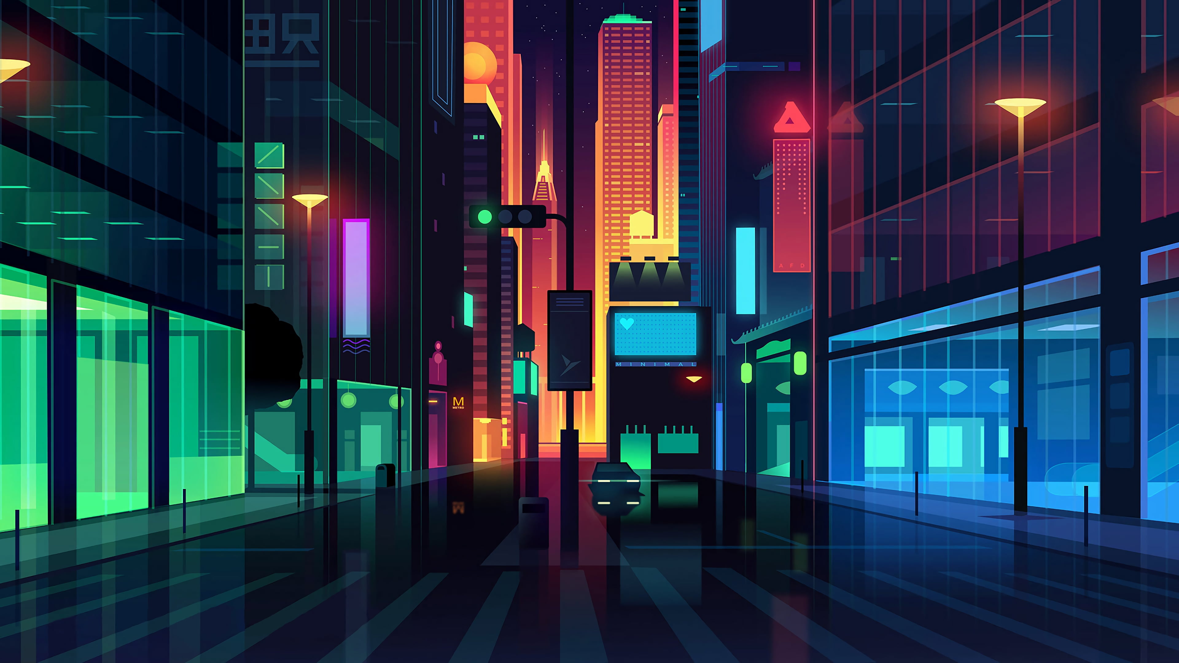 Artistic Digital Art, building, technology, vehicle, glowing
