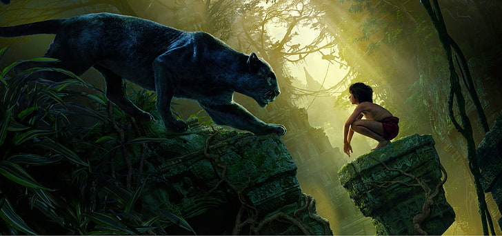 Black Panther Animal Art, bagheera, jungle book, mowgli Free HD Wallpaper