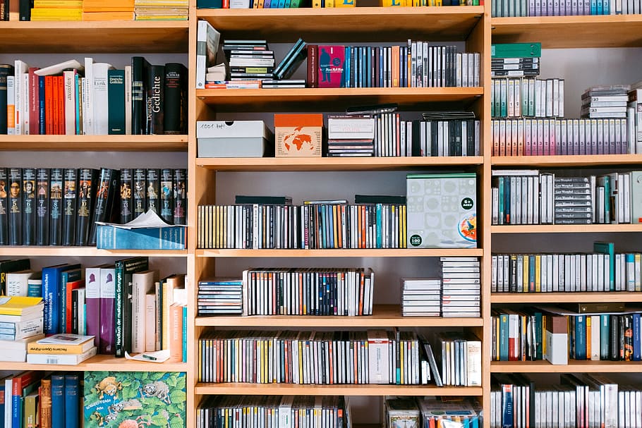 Books On Shelf, choice, study, modern, multi colored Free HD Wallpaper