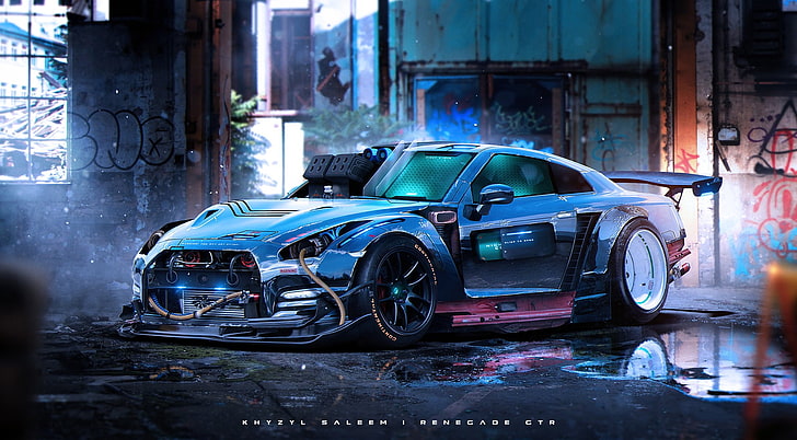 Bugatti Khyzyl Saleem, nissan gtr, graffiti, motor vehicle, vintage car