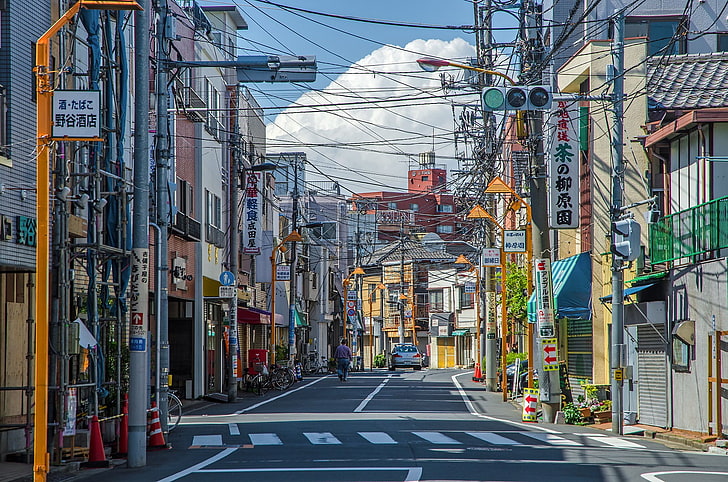 City Street Aesthetic, electricity, mode of transportation, clouds, complexity