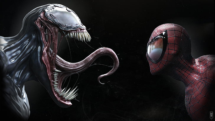 Cool Venom, snake, indoors, black background, spider Free HD Wallpaper