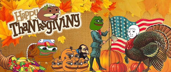 Crazy Pepe, pepe, autumn equinox, american flag, thanksgiving Free HD Wallpaper