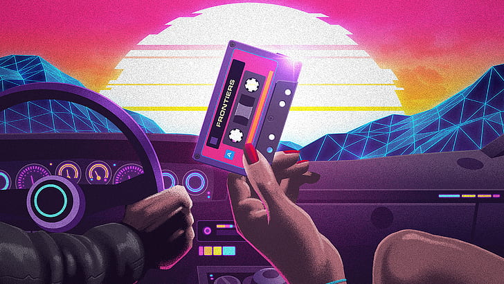 Digital Art Photography, futuristic, 1980s, synthwave, cassette Free HD Wallpaper