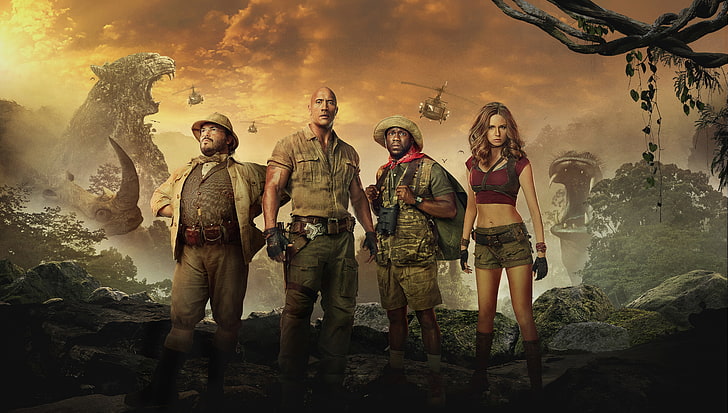 Dwayne The Rock Johnson Jumanji, group of people, nature, front view, people