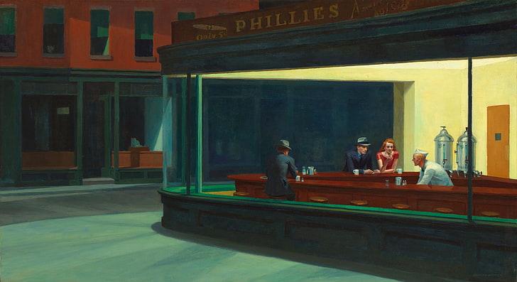 Edward Hopper Artist, people, men, food and drink, oil painting Free HD Wallpaper