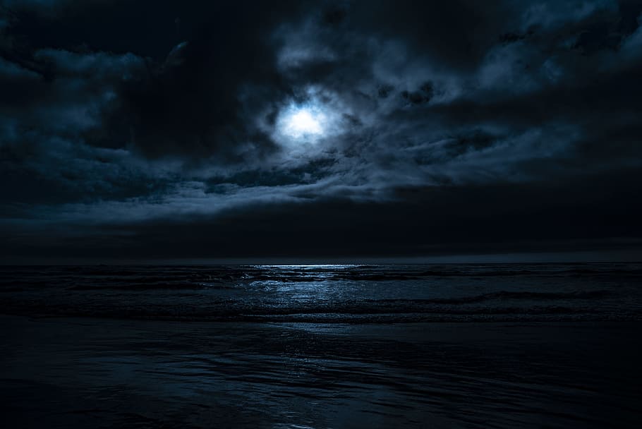 Full Moon HD, moody, cloudscape, horizon, outdoors Free HD Wallpaper