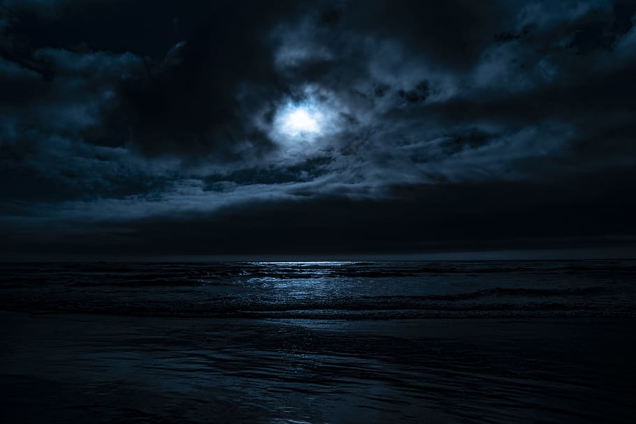 Full Moon HD, moody, cloudscape, horizon, outdoors