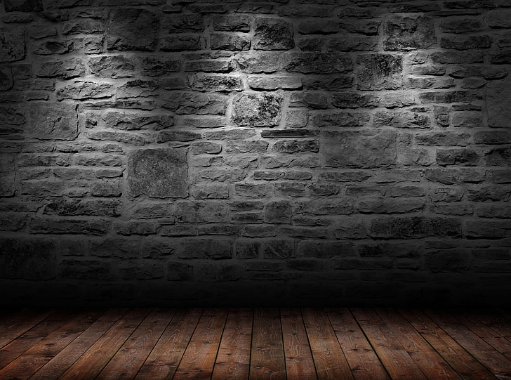 Gray Brick Wall, dark, artistic, indoors, shadow