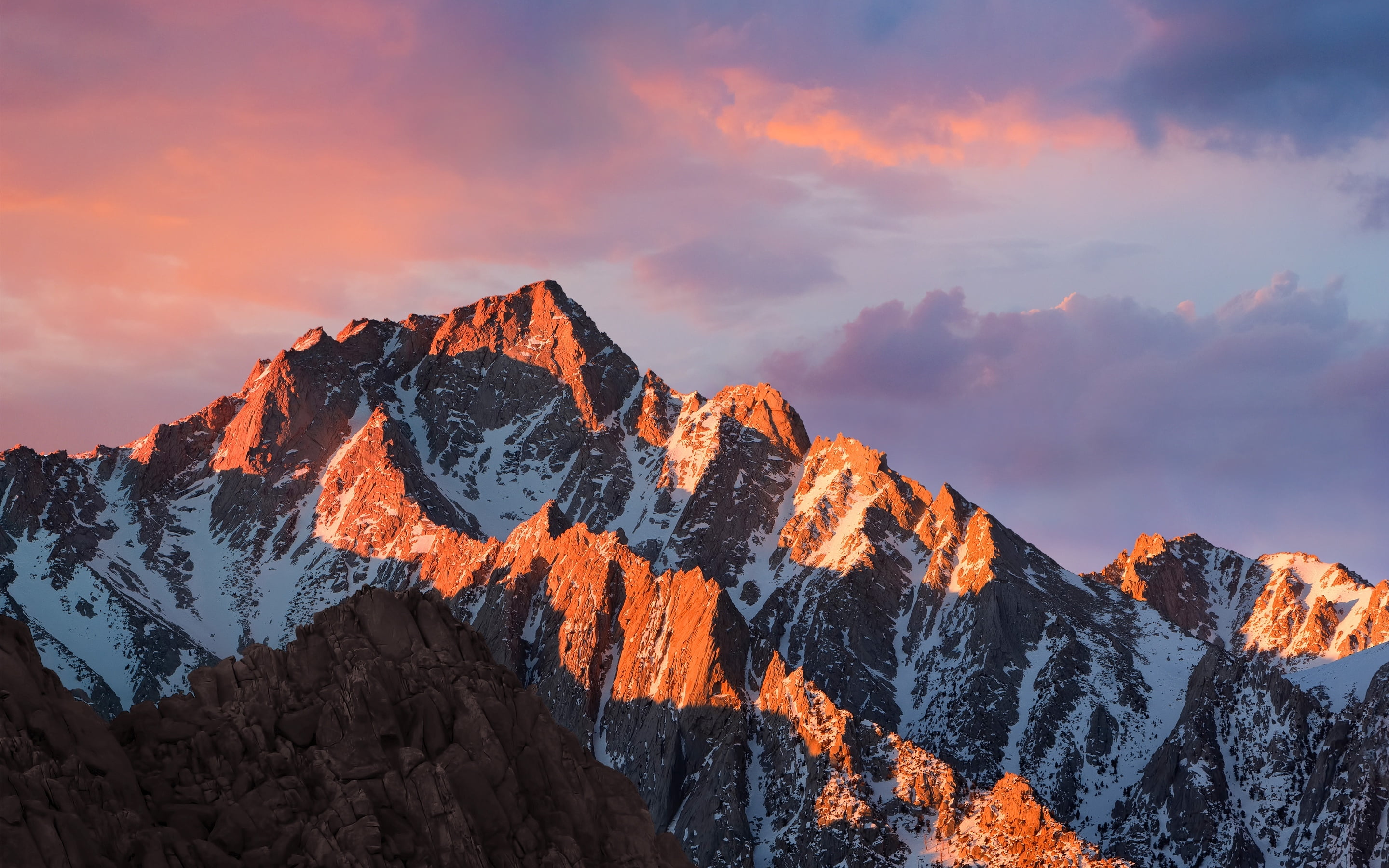 High Sierra Mac OS, winter, panoramic, orange color, scenics nature