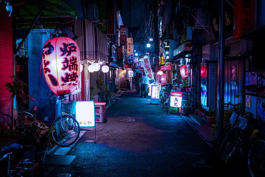 Japan Alleyway, neon light, showa, travel destinations, thailand