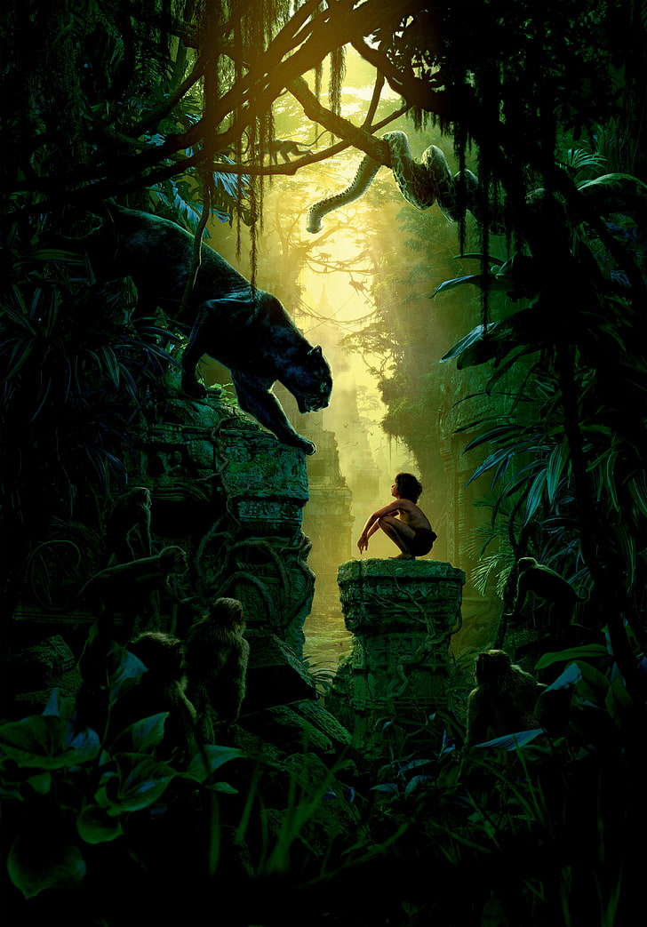 Jungle Book Artwork, bagheera, mowgli, jungle book Free HD Wallpaper