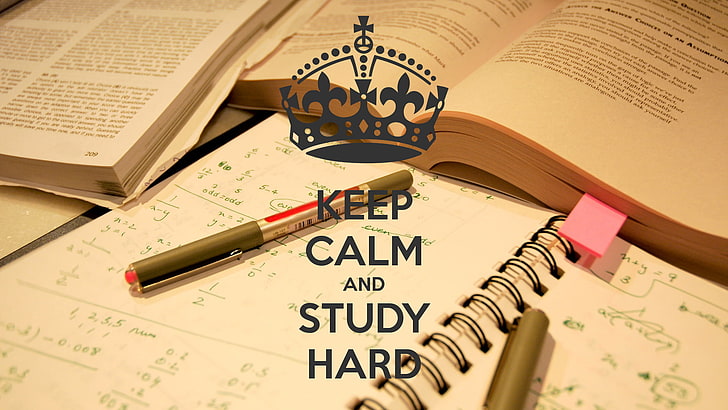 Keep Calm and Study Hard, oldfashioned, motivational, closeup, open Free HD Wallpaper