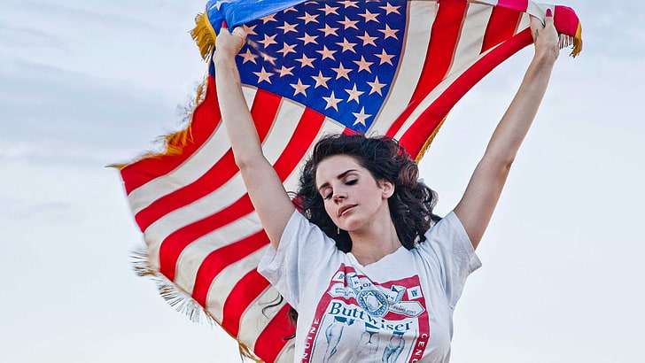 Lana Del Rey Ride American Flag, adult, young adult, portrait, outdoors
