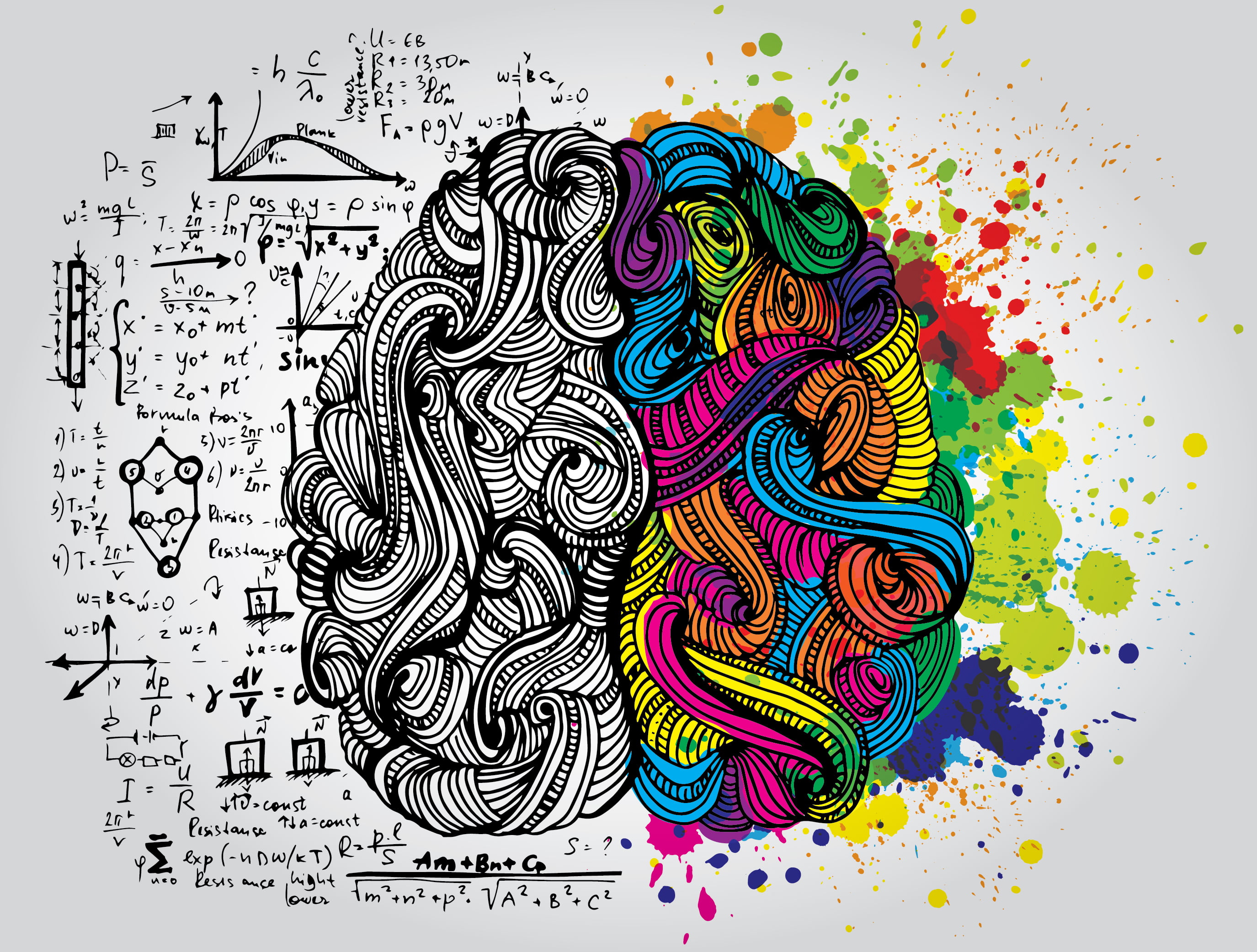 Left and Right Brain, intricacy, design, computer graphic, swirl