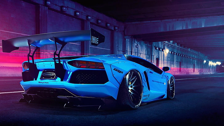 Liberty Walk Lamborghini Aventador, transportation, motor vehicle, communication, night