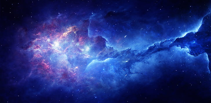 Light Blue Space, colorful, universe, space, nebula