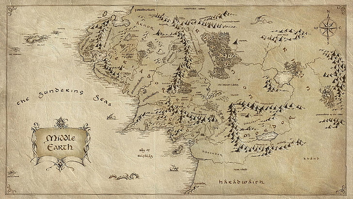 Middle Earth Map Art, nature, document, stained, no people Free HD Wallpaper