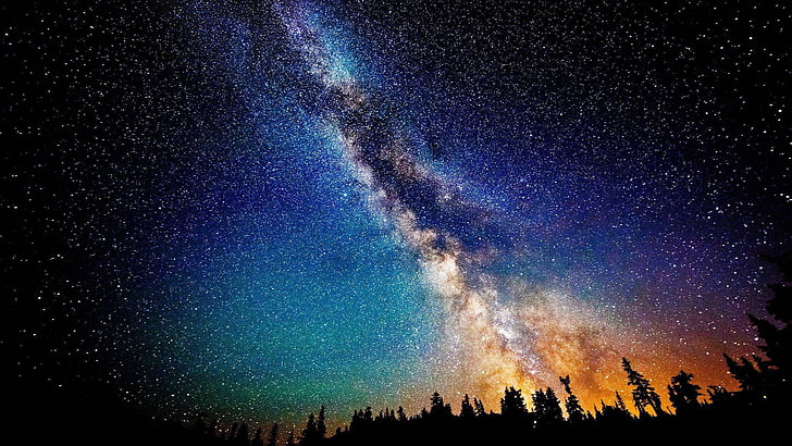 Night Sky Milky Way Galaxy, glowing, backdrop, texture, graphic Free HD Wallpaper