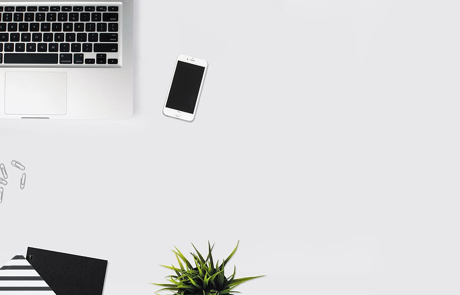 Plain White Desk, portable information device, furniture, notebooks, connection