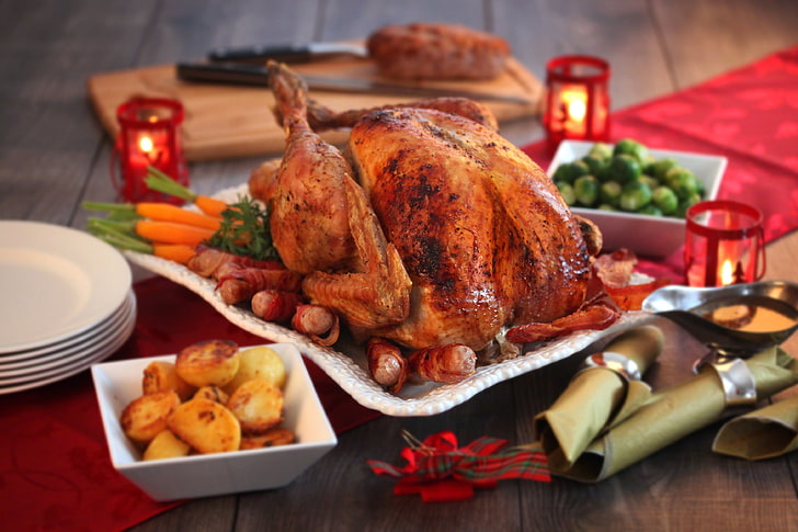 Roast Turkey Dinner, roasted, turkey meat, turkey  bird, christmas