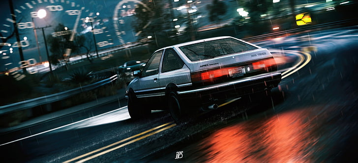 Takumi Fujiwara AE86, initial d, motion, traffic, on the move Free HD Wallpaper