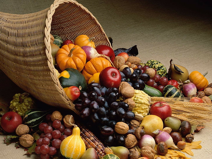 Thanksgiving Cornucopia Art, fruits, thanksgiving, cornucopia, season Free HD Wallpaper