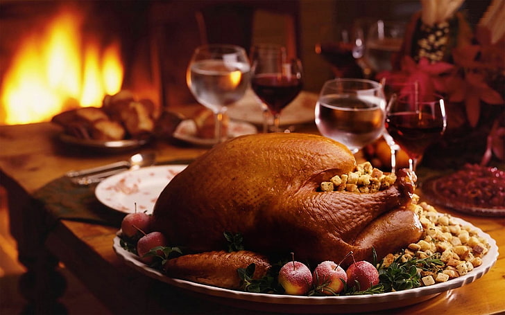 Thanksgiving Greetings, roasted, happy, table, holiday Free HD Wallpaper