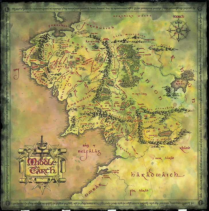 Tolkien Middle Earth Map, architecture, illustration, color image, middle earth Free HD Wallpaper