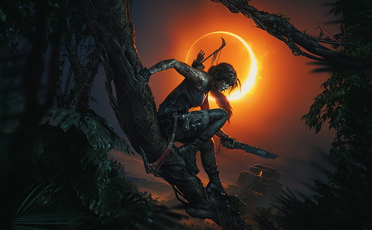 Tomb Raider Lara Shadow, branch, adventure, orange color, sculpture