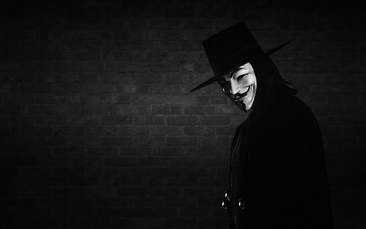 V Vendetta, guy fawkes mask, disguise, detective, one person Free HD Wallpaper