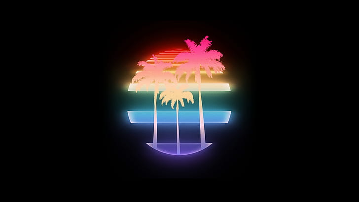80s Miami Beach, vhs, retro style, new retro wave, sunset Free HD Wallpaper