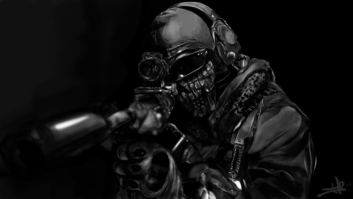 Activision Games, warning sign, rifle, clothing, black background Free HD Wallpaper