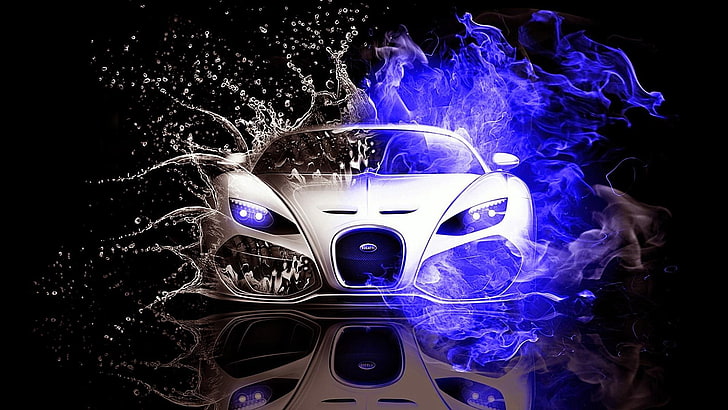 Car HD, special effects, darkness, electric blue, yin yang Free HD Wallpaper