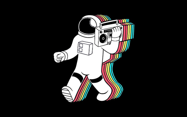 Cartoon Astronaut Rocket, radio, multi colored, indoors, arts culture and entertainment Free HD Wallpaper