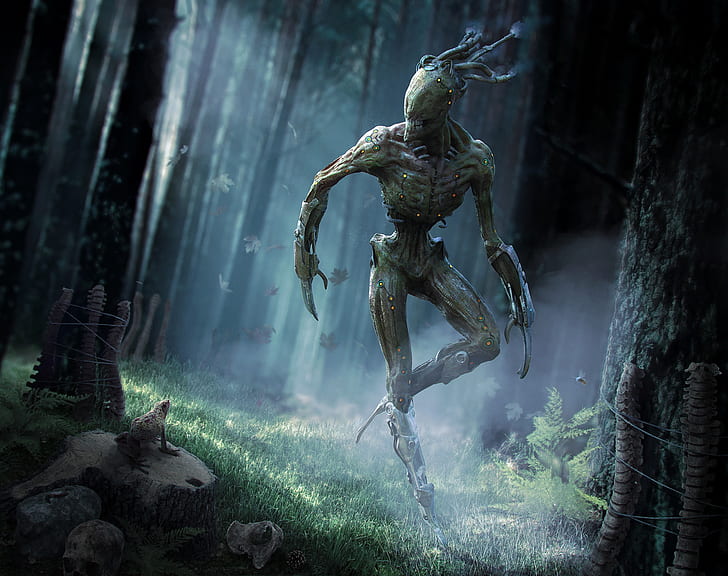 creature, dark, creepy, forest Free HD Wallpaper