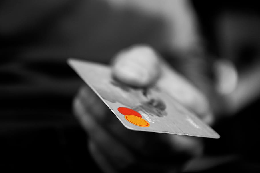 Credit Card Logos Black and White, indoors, single object, isolated color, mastercard