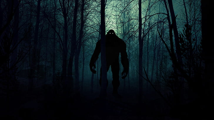 Creepy Scary Forest HD, yeti, deep forest, fictional creatures, creature Free HD Wallpaper