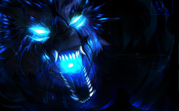 Demon Fire Wolf, no people, closeup, illuminated, mater Free HD Wallpaper