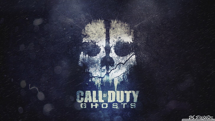 Ghost Call of Duty Cartoon, black color, building exterior, text, abstract Free HD Wallpaper