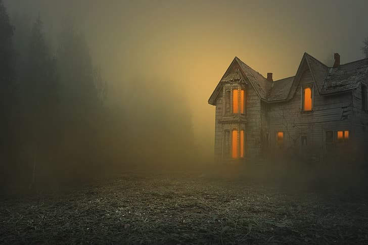 Haunted House On a Hill, dark, landscape, death, ghostly Free HD Wallpaper