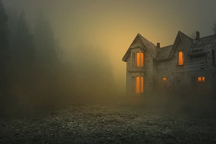 Haunted House On a Hill, dark, landscape, death, ghostly