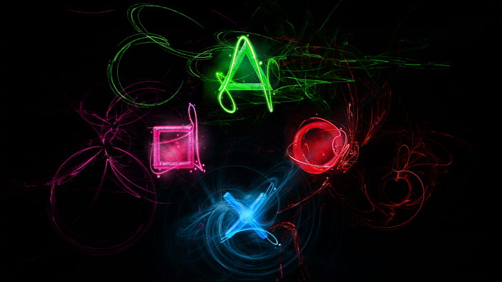 Playstation Symbol Font, playstation, red, video games, colorful Free HD Wallpaper