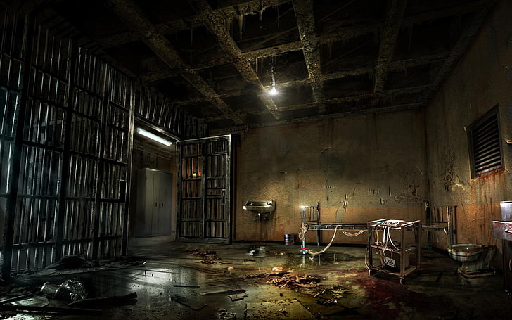 Prison Room Empty, building, no people, decline, illuminated Free HD Wallpaper