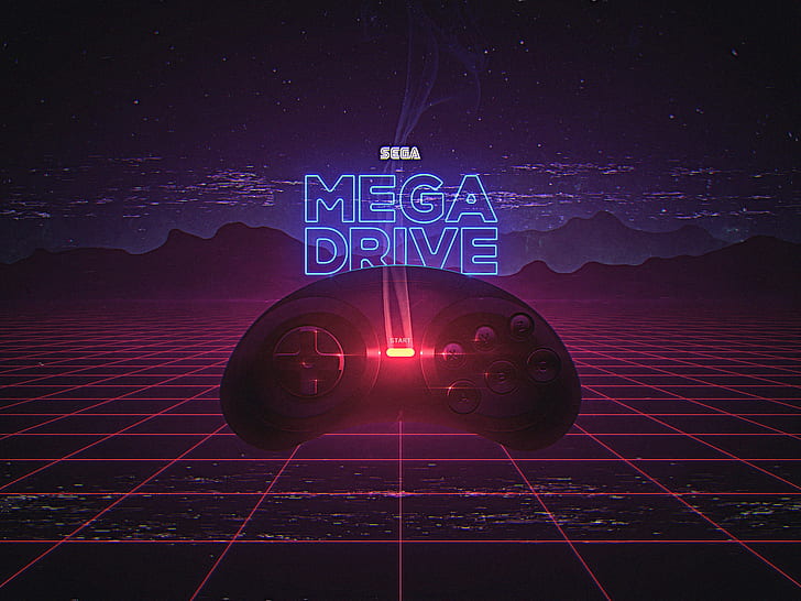 Sega CD, video games, retro games, digital art, retrowave Free HD Wallpaper