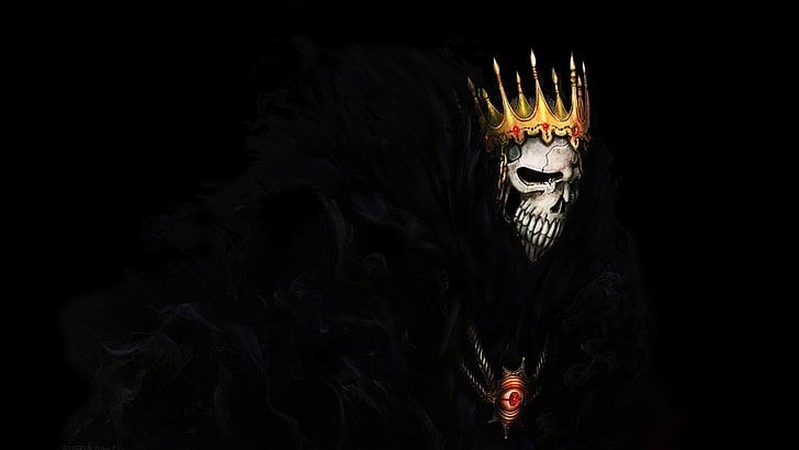 Skull with Crown Logo, flame, demon, skeleton, decoration Free HD Wallpaper