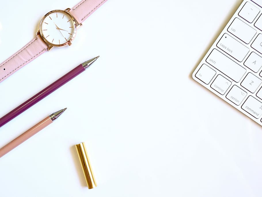 Social Media Content Ideas, office, instrument of time, blog, flatlay